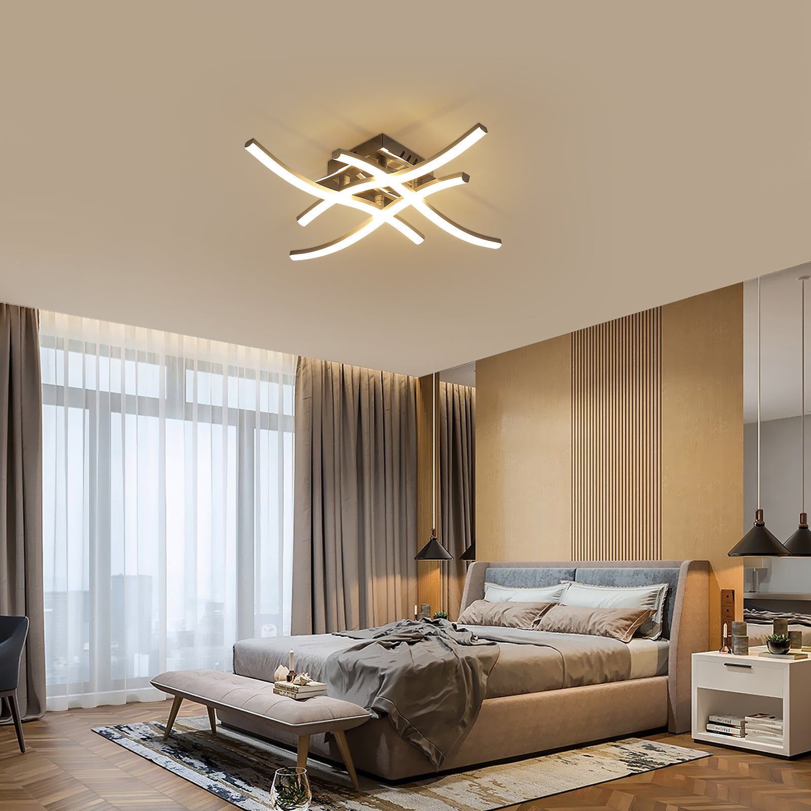 Plafonnier LED à Intensité Variable,Lumière de Plafond Moderne 24W