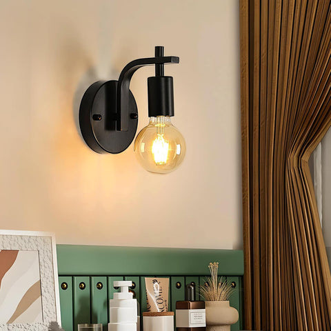 4 Packs - Applique Murale Noire en Métal - Suspension Intérieure Base E27 (sans Ampoule) - pour Chambre Entrée