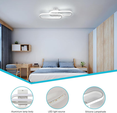 Plafonnier LED 32W 3600LM, Luminaire Plafonnier Moderne, Lampe de Plafond Acrylique pour Salon Chambre Cuisine Salle de Bain Couloir Balcon 50cm (Blanc) lumière blanche froide 6500K