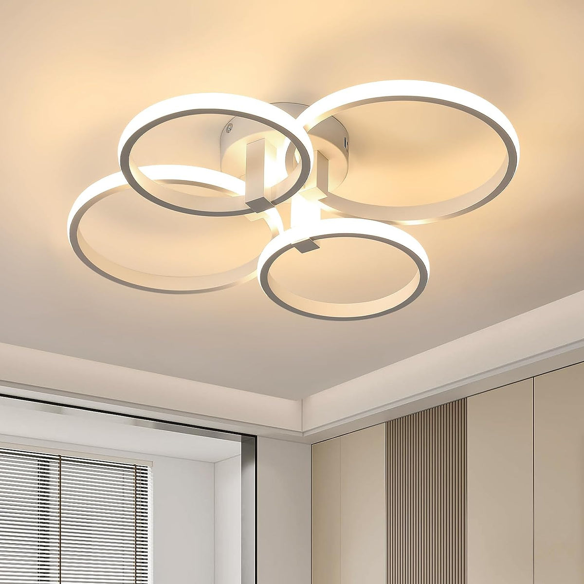 Plafonnier LED Moderne, 48W 5400LM Luminaire Plafonnier Rond, Blanc Lampe de Plafond en Aluminium