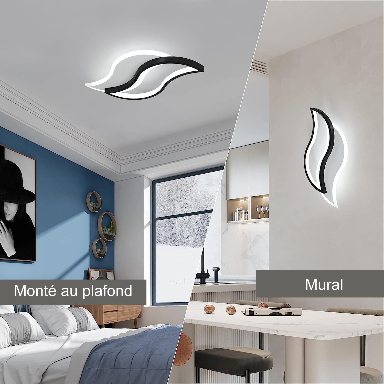 Plafonnier LED Design moderne Forme créative de la feuille Lampe de Plafond Blanc Froid 6000K