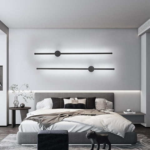 Applique Murale Intérieur, Applique Murale Led 360° Rotative 6500K Blanc Froid, Lampe Murale Moderne Noir pour Chambre Salon Salle à Manger Couloir Escalier 100cm