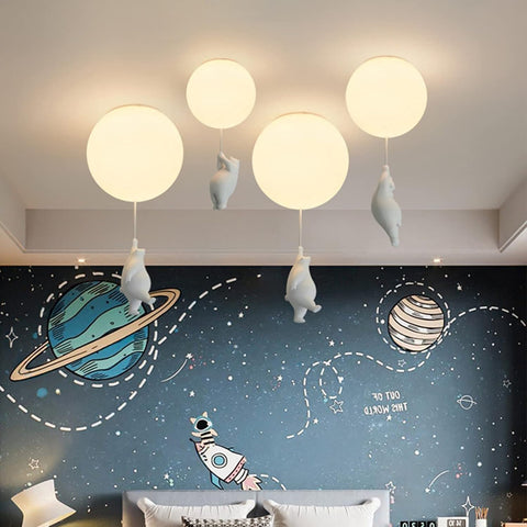 Plafonnier scandinave moderne Ours debout 25cm Abat-jour acrylique Tête E27 sans source lumineuse Convient pour chambre Salon Patio Café