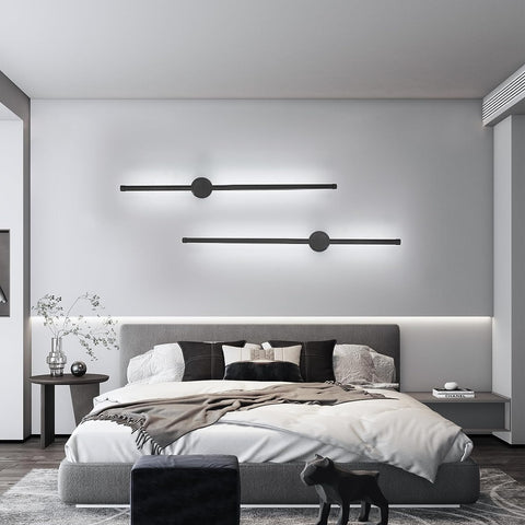 Applique Murale Intérieur, Applique Murale Led 360° Rotative 6500K Blanc Froid, Lampe Murale Moderne Noir pour Chambre Salon Salle à Manger Couloir Escalier 80cm