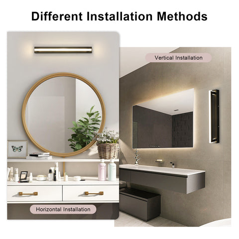 Applique Murale LED en Acrylique Noir 42cm - Éclairage Miroir 9W, Lumière Neutre 4500K, 220V, Sans Scintillement, Installation Polyvalente