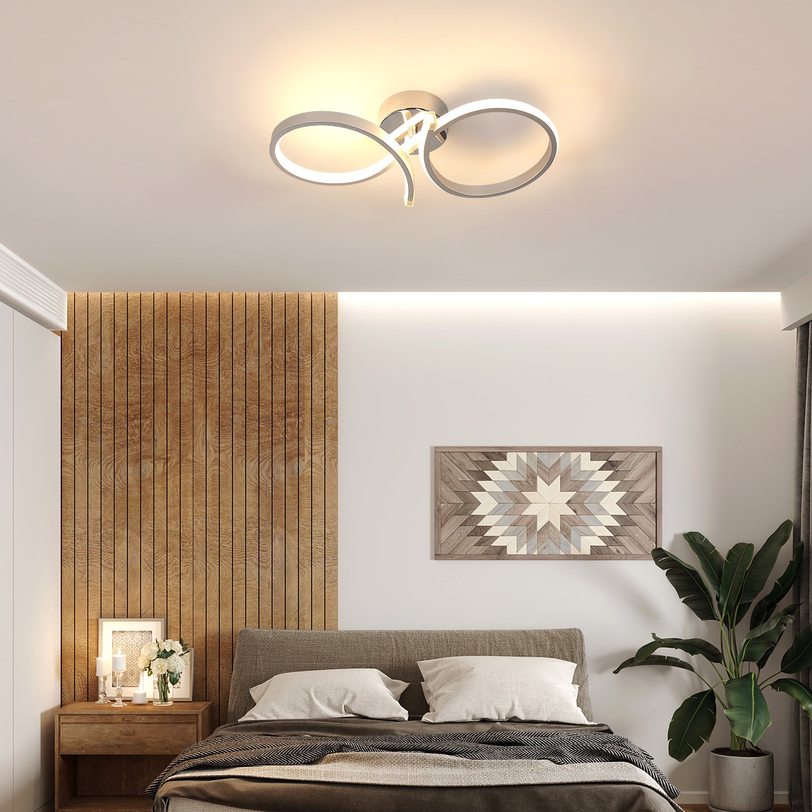 Plafonnier LED Moderne en Boucle 40 cm, Design Élégant