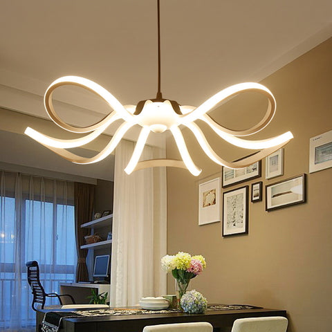 Suspension LED Noire 56W - Dimmable avec Télécommande 3000K à 6500K - en Forme de Fleur pour Chambre Salon