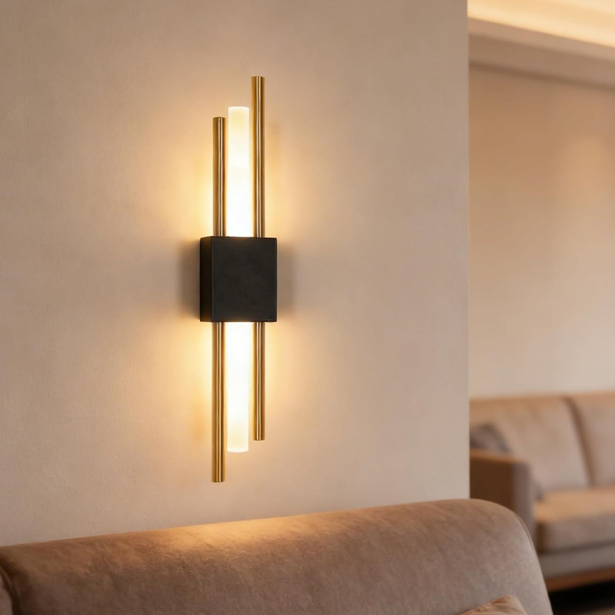 Aplică LED de Perete Interior Negru și Auriu 40CM 10W 3000K Lumină Caldă