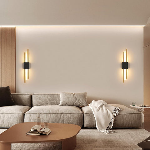 Aplică LED de Perete Interior Negru și Auriu 40CM 10W 3000K Lumină Caldă