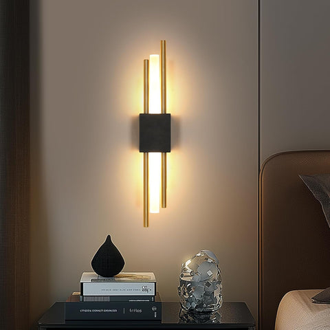 Aplică LED de Perete Interior Negru și Auriu 40CM 10W 3000K Lumină Caldă