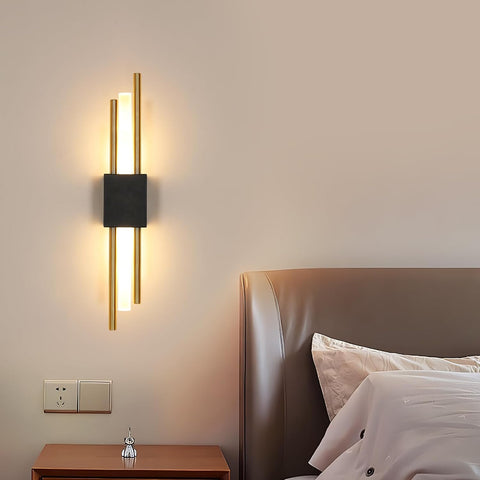 Aplică LED de Perete Interior Negru și Auriu 40CM 10W 3000K Lumină Caldă