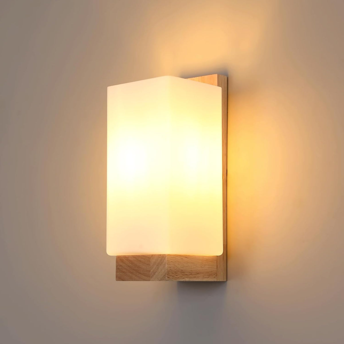 Applique Murale Moderne en Bois et Verre