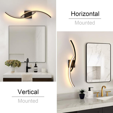 Aplica de perete LED neagră în formă de val 27W