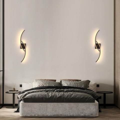 Aplica de perete LED neagră în formă de val 27W