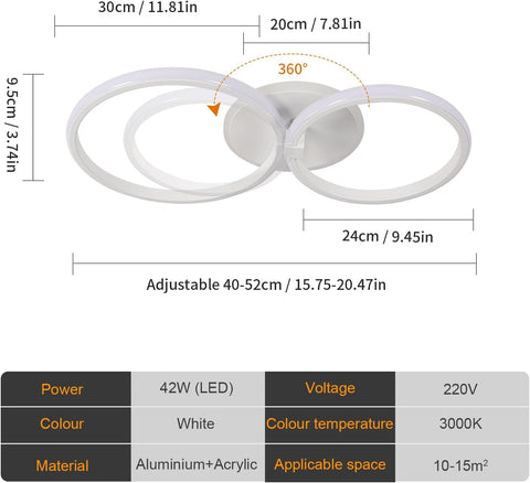 Plafonieră LED Modernă 42W Rotundă Lumină Caldă