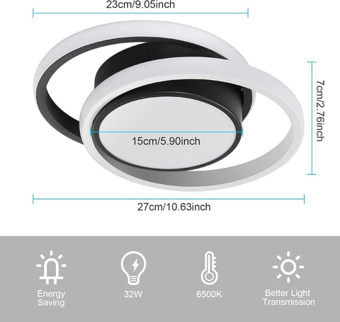 Plafonieră LED Modernă cu Dublu Cerc 32W