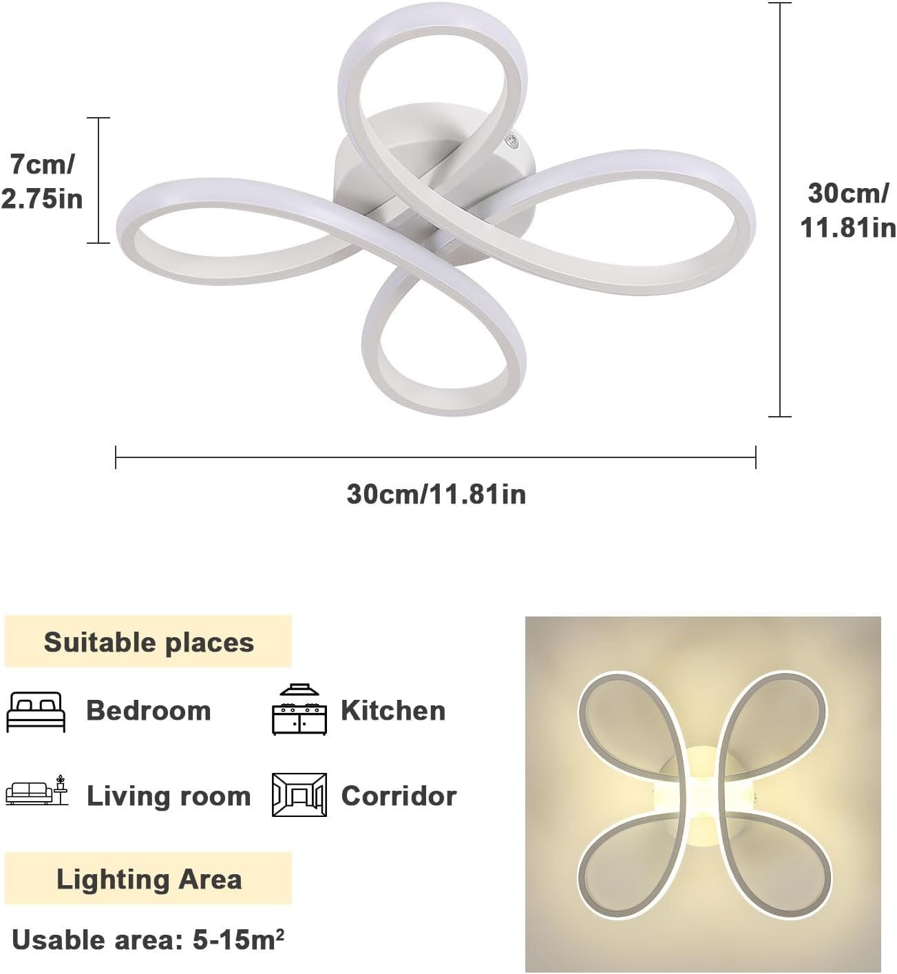 Lustră LED Modernă 30W cu Design Floral