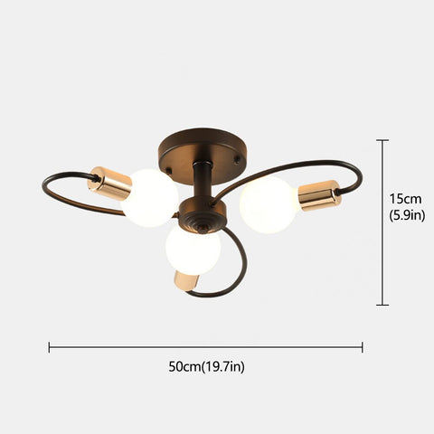 Moderne Plafonnier, Créatif Lampe Plafond, Métal Noir or E27 pour le restaurant du salon Studio 3-Lumières(Sans ampoules)