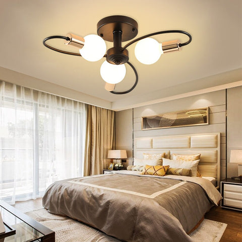 Moderne Plafonnier, Créatif Lampe Plafond, Métal Noir or E27 pour le restaurant du salon Studio 3-Lumières(Sans ampoules)