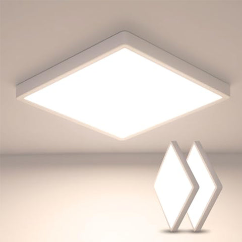 2 PCS Plafonnier LED Ultra-Mince - Carré 30cm, Blanc, 36W, Lumière Neutre 5000K - pour Salon Chambre