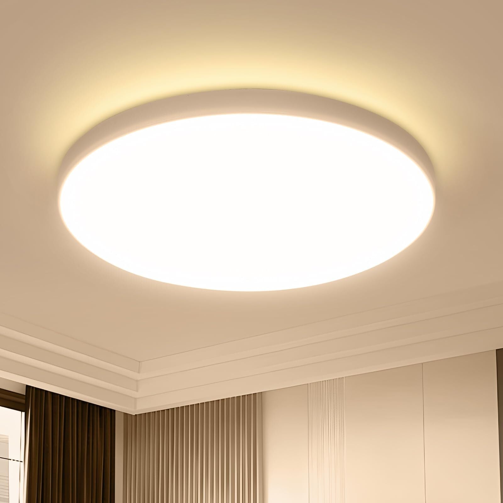 Plafonnier LED, Blanc Rond 23*5 CM, 18W 3000K Lumière Blanche Chaude