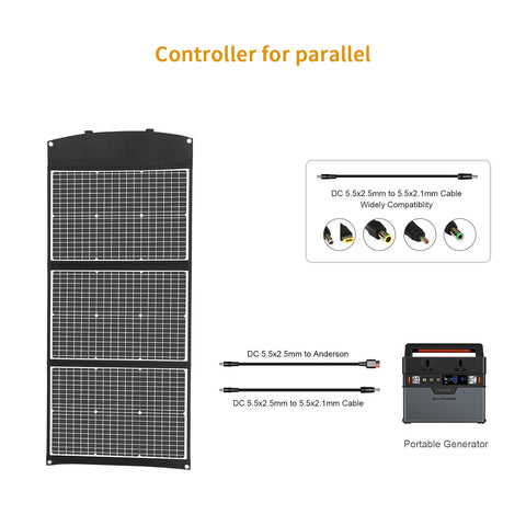 100W Kit Panneau solaire pliable portable monocristallin avec 3 ports USB Pour Plein air