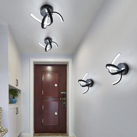Applique Murale Interieur, 19W Appliques LED Design Courbe, Lampe Murale Moderne en Acryliquel pour Chambre, Salon, Hôtel, Escalier, Allée, Noir Couleur, lumière blanche froide