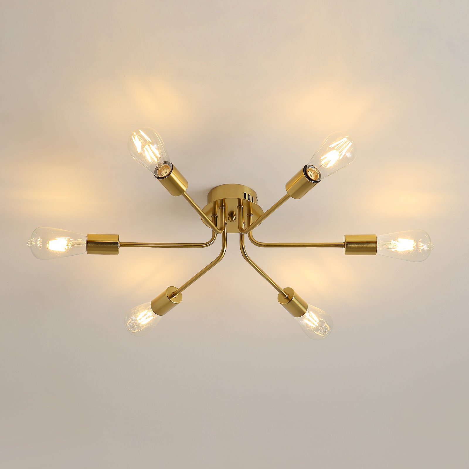 Plafonnier LED Moderne, E27 Lustre Vintage Industriel, 6 Lumières Luminaire Suspension Métal