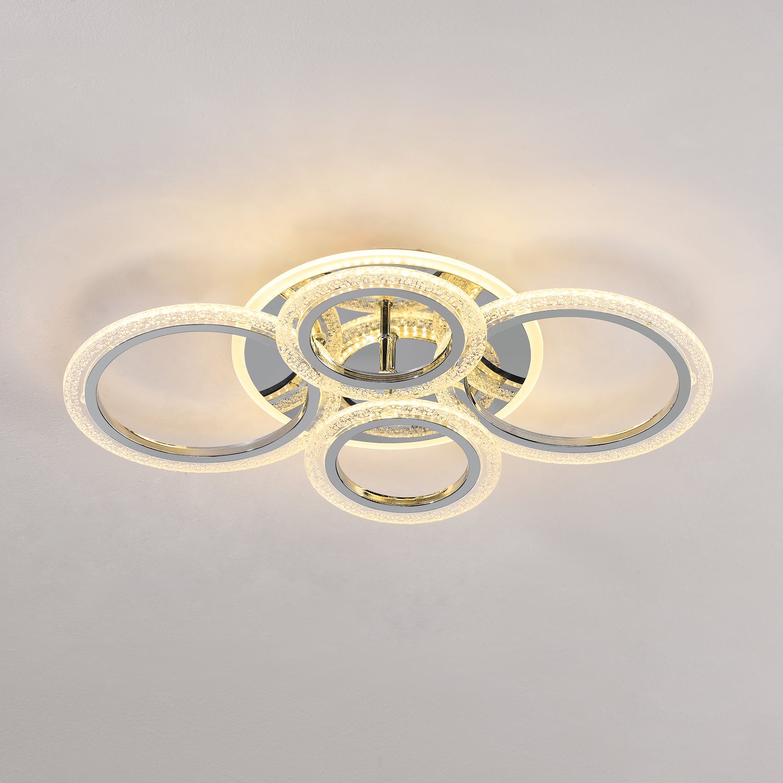 Plafonnier LED Moderne, 60W Lustre de Plafond Design à 4 Anneaux