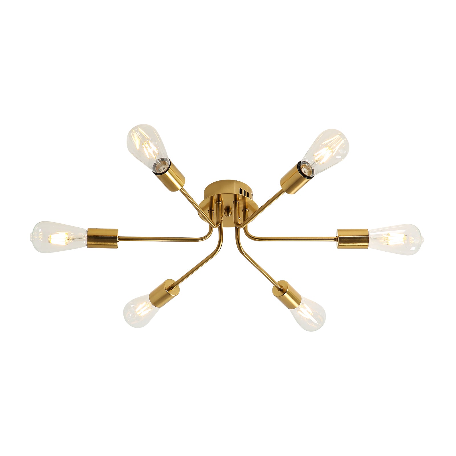 Plafonnier LED Moderne, E27 Lustre Vintage Industriel, 6 Lumières Luminaire Suspension Métal