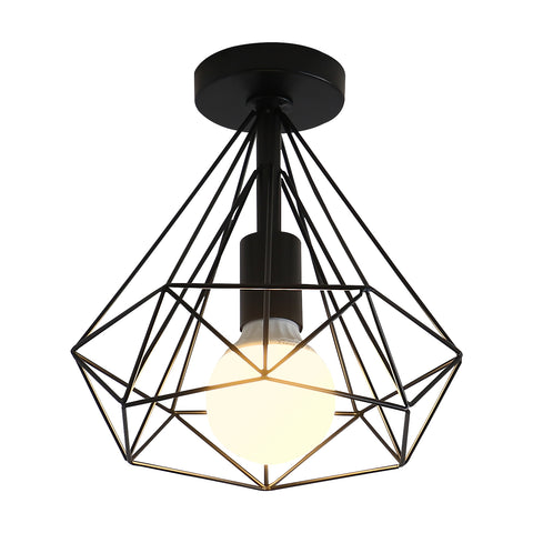 Vintage Plafonnier Industriel Diamant en forme Cage Métal Rétro