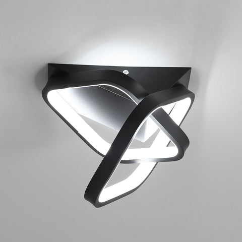 Plafonnier LED moderne 24W, Lampe de Plafond en forme de 2 Oblique Carré en Aluminium, Luminaire Plafonnier Noir Metal, Pour Balcon D'entrée de Couloir, Lumière Blanche froide/6500K