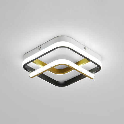 Plafonnier LED Moderne 23W Plafonnier Carré 6000K (Lumière Blanche Froide), Lampe de Plafond Acrylique Adapté à La Salle de Bain, Cuisine, Salon, Chambre (Or Noir)