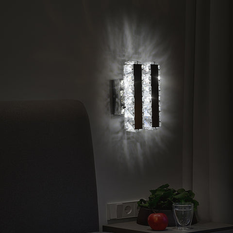Applique murale LED en verre K9 16 W moderne pour salon, salle de bain, chambre à coucher, lumière froide 5 500 K
