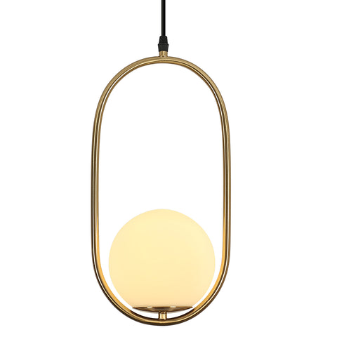 Lustre de chevet minimaliste, design linéaire, lustre en métal, globe en verre unique, petit lustre suspendu, lustre à longue portée Sans Ampoules