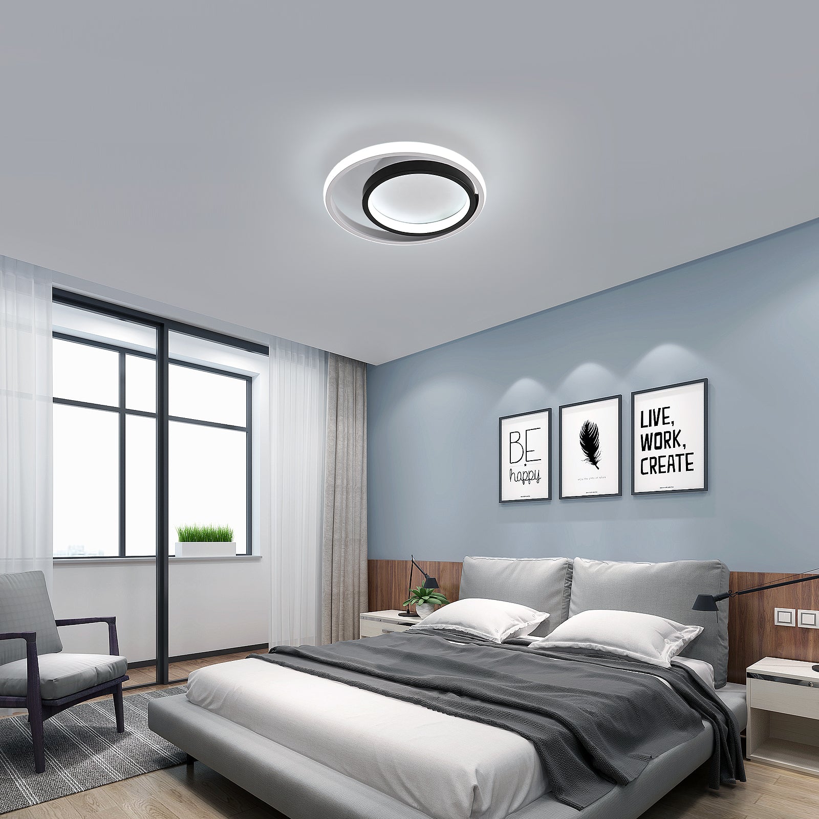 Plafonnier Led 33W 3300lm, Lampe de Plafond Rond Moderne