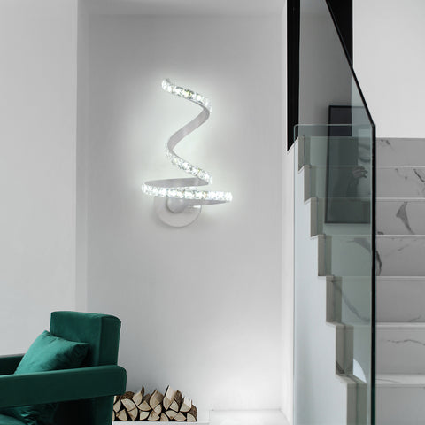 Applique Murale en Cristal, Applique Murale Intérieur LED 18W, Applique Cristal Nordique Décoration pour Chambre à Coucher, Chevet, Blanc Froid