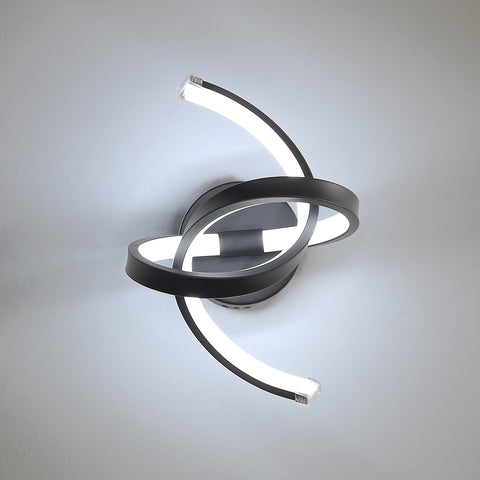 Applique Murale Interieur, 19W Appliques LED Design Courbe, Lampe Murale Moderne en Acryliquel pour Chambre, Salon, Hôtel, Escalier, Allée, Noir Couleur, lumière blanche froide