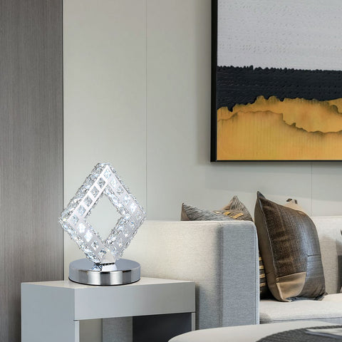 Lampe de table moderne en cristal, lampe à cristal LED, lumière blanche 6000 K.
