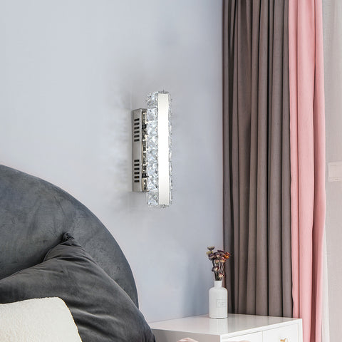 Lampe Murale LED, Applique Murale Moderne en Cristal, Design Linéaire, Lumière froide 6000K Éclairage Mural Intérieur, pour Salle de Bain Salon Chambre Cuisine Couloir Restaurant