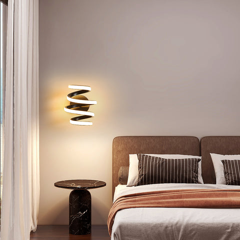 Applique Murale Led 21W Noir Spirale Simple Créativité Moderne Murale en Métal en Aluminium Lampe 3000K Murale Interieur Convient à la Chambre à Coucher, Couloir, Salon, Bar
