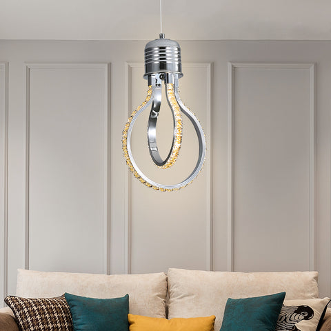 Lustre Moderne,Plafonnier Cristal LED 21w 3000k,Suspension Luminaire en Aluminium pour Chambre Cuisine Salle à Manger Bar Comptoir Couloir Hall d'Exposition,Réglable en Hauteur