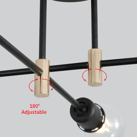 Lustre Spoutnik Moderne,Suspension Industrielle à 4 Lumières,Plafonnier Semi-encastré E27 pour Salle à Manger, Salon, Cuisine, Bureau, Café, Restaurant(ampoule non incluse)