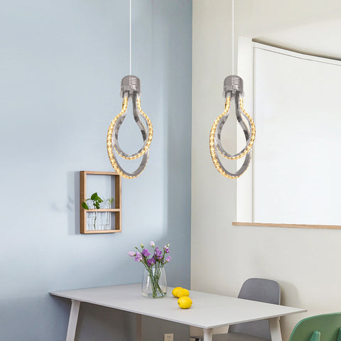 Lustre Moderne,Plafonnier Cristal LED 21w 3000k,Suspension Luminaire en Aluminium pour Chambre Cuisine Salle à Manger Bar Comptoir Couloir Hall d'Exposition,Réglable en Hauteur