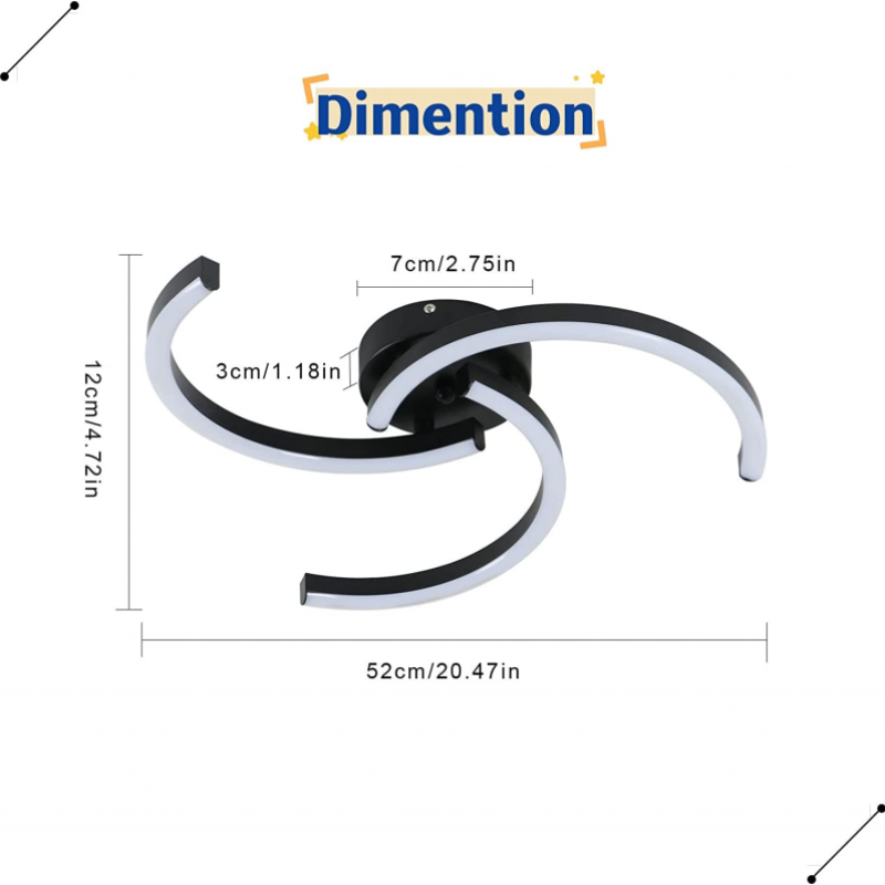 Tableau des dimensions des plafonniers