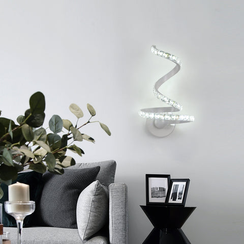Applique Murale en Cristal, Applique Murale Intérieur LED 18W, Applique Cristal Nordique Décoration pour Chambre à Coucher, Chevet, Blanc Froid