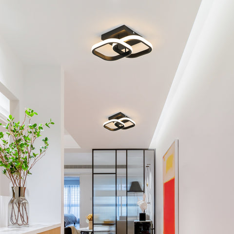 Plafonnier LED Moderne 3 Tons, Design Carré Noir en Aluminium et Fer, Luminaire Plafonnier pour Salon, Chambre, Cuisine, Salle de Bain