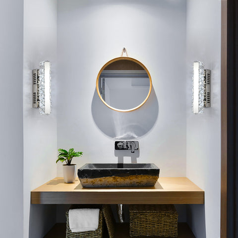 Lampe Murale LED, Applique Murale Moderne en Cristal, Design Linéaire, Lumière froide 6000K Éclairage Mural Intérieur, pour Salle de Bain Salon Chambre Cuisine Couloir Restaurant