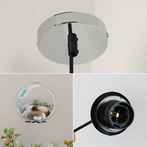 Abat-jour Moderne Miroir Lustre Boule Suspension globe avec fil 120CM,(Argent, 20cm) Ampoule non incluse