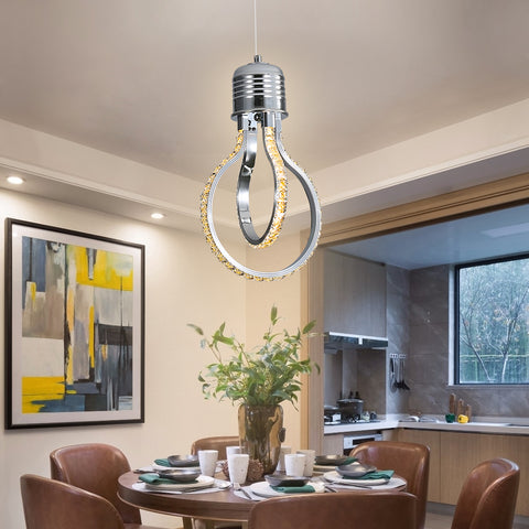 Lustre Moderne,Plafonnier Cristal LED 21w 3000k,Suspension Luminaire en Aluminium pour Chambre Cuisine Salle à Manger Bar Comptoir Couloir Hall d'Exposition,Réglable en Hauteur